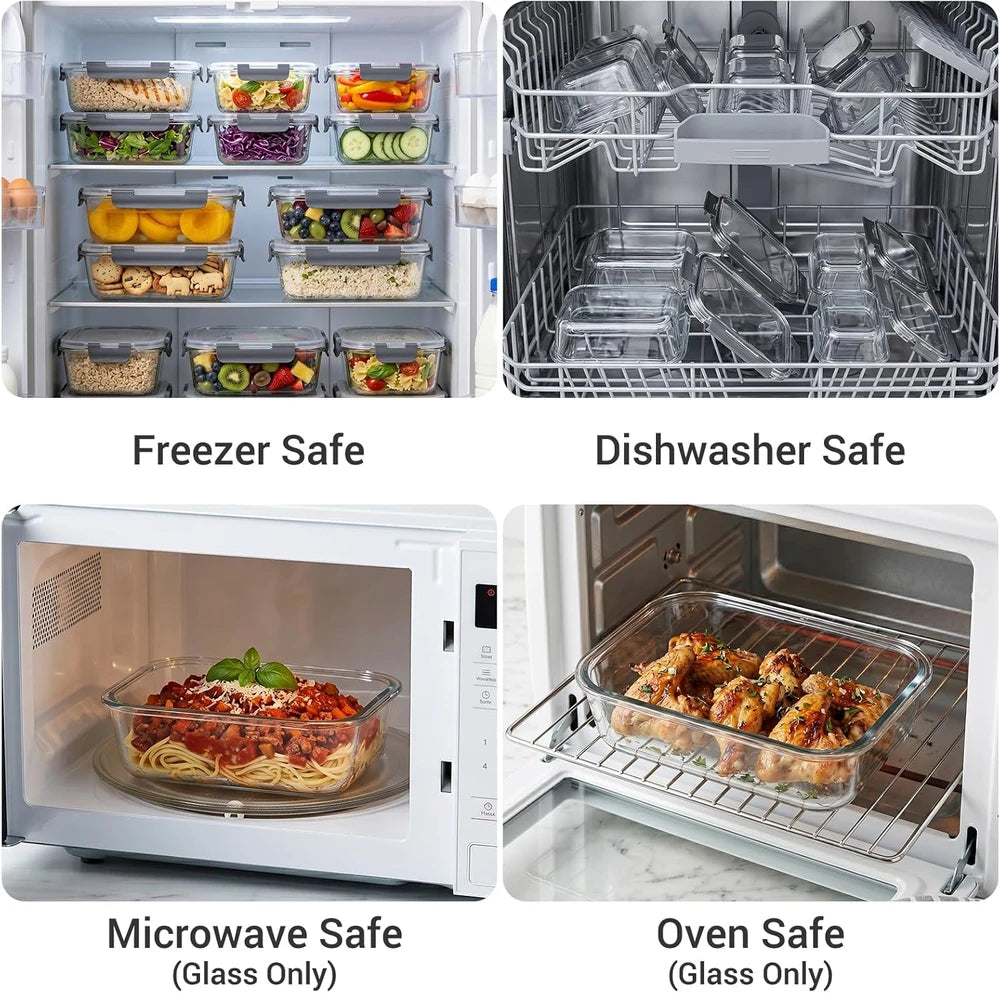 Dealusy Airtight Glass Meal Prep Containers