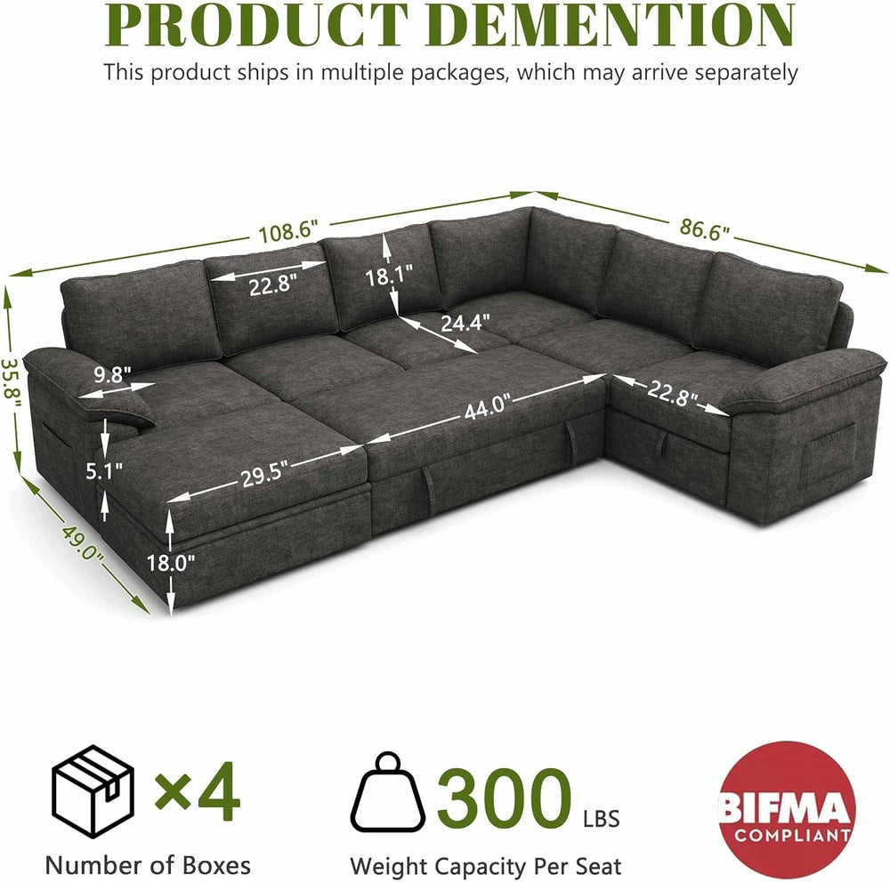 U-Shaped Modular Sleeper Sectional