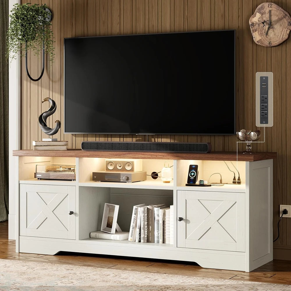 Farmhouse LED Media Console
