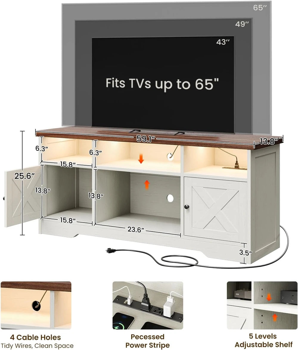 Farmhouse LED Media Console