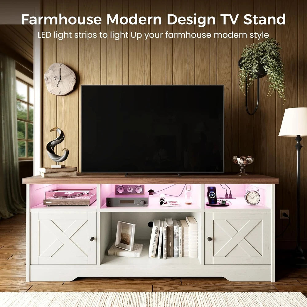 Farmhouse LED Media Console