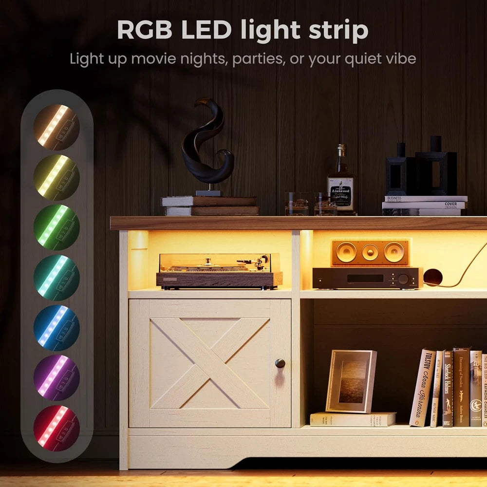 Farmhouse LED Media Console