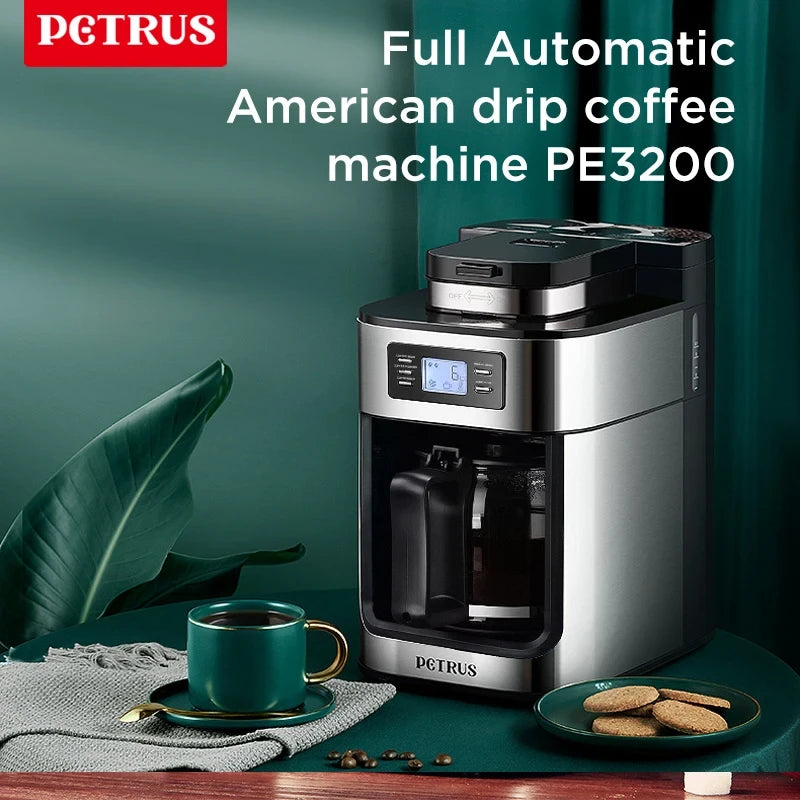 Automatic Drip Coffee Maker with Built-in Grinder