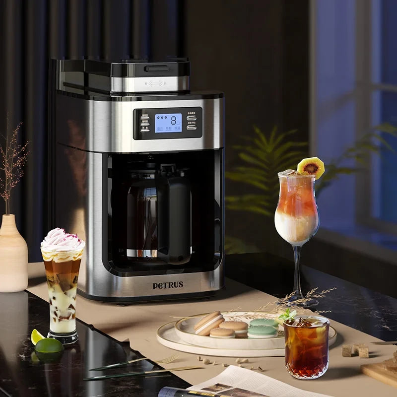 Automatic Drip Coffee Maker with Built-in Grinder