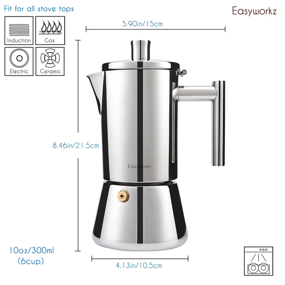 Easyworkz Diego Stainless Steel Stovetop Espresso Maker