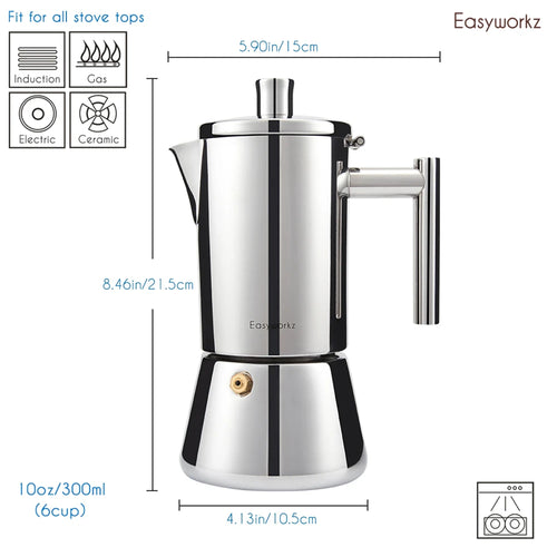 Easyworkz Diego Stainless Steel Stovetop Espresso Maker