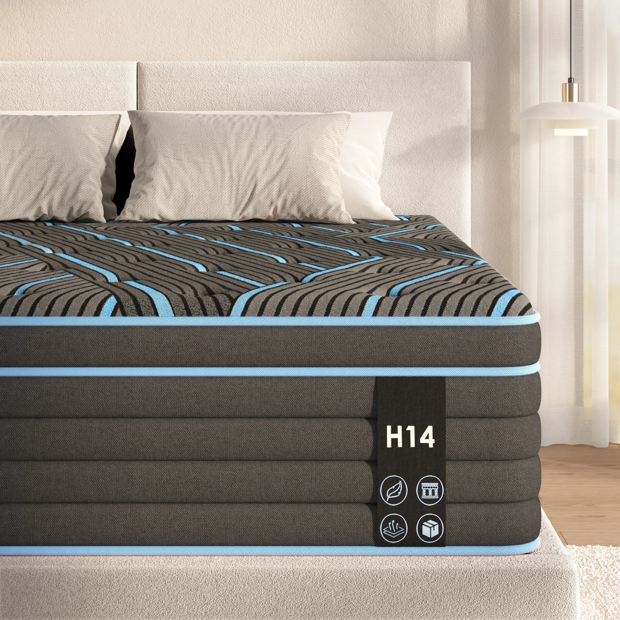 Queen Size Mattress,12 Inch Hybrid Mattress, Individually Pocketed Innerspring, Medium Firm