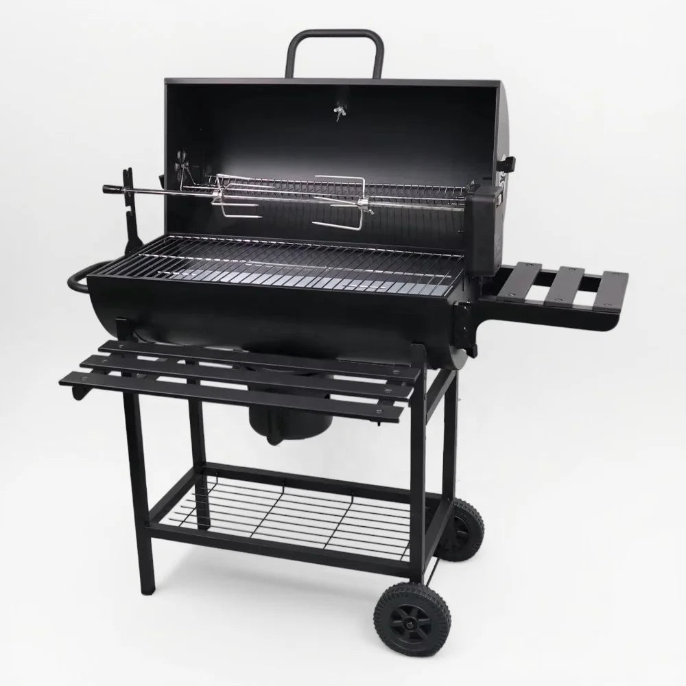 Best Price Black Charcoal BBQ Grill with Lid and Rotisserie for Garden Picnics Manufacturer Factory Wholesale Custom OEM
