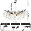 Modern Chandeliers for Dining Room Black Round Tree Branch Crystal Chandelier Adjustable Antique Vintage for Living Room Light