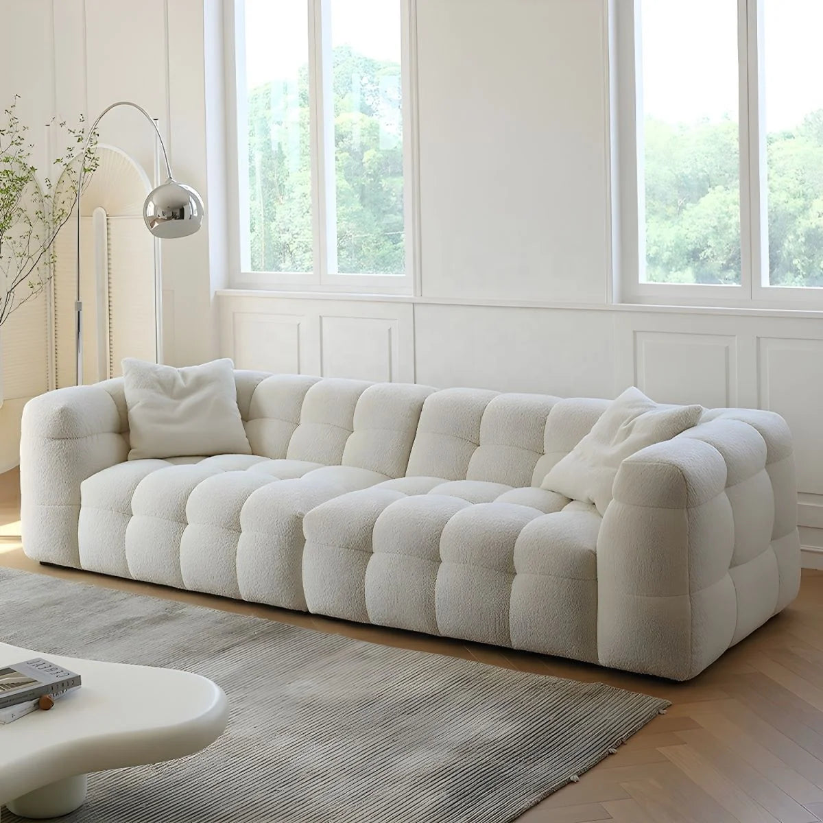 Modern Square Scandinavian Sofa Chaise Wooden Legs Sectional Modular Design for School Park Use Stylish for Tufted Living Room