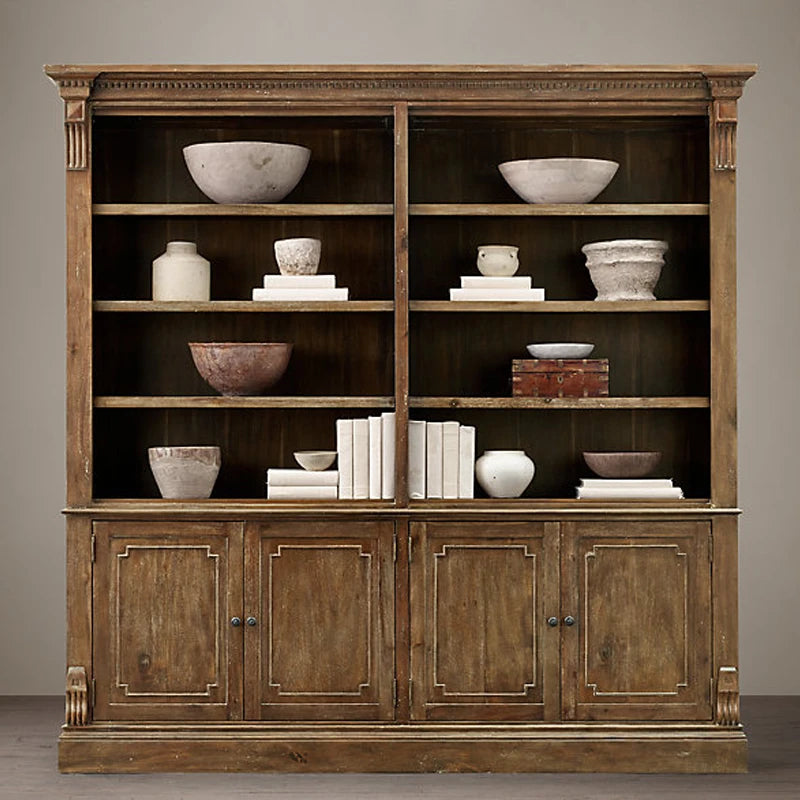 RH American Solid Wood Dining Side Cabinet Living Room Oak Open Display Cabinet Retro Old Locker Storage Cabinet Customization