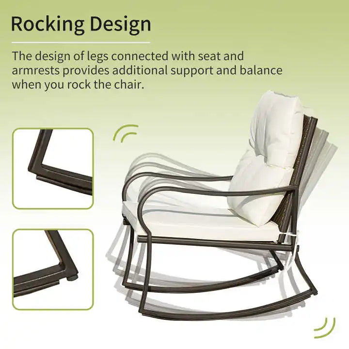 US STOCK Modern Style 2 Person Patio Rocking Seating Group with Cushions Comfortable Outdoor Sectional Sofa Furniture