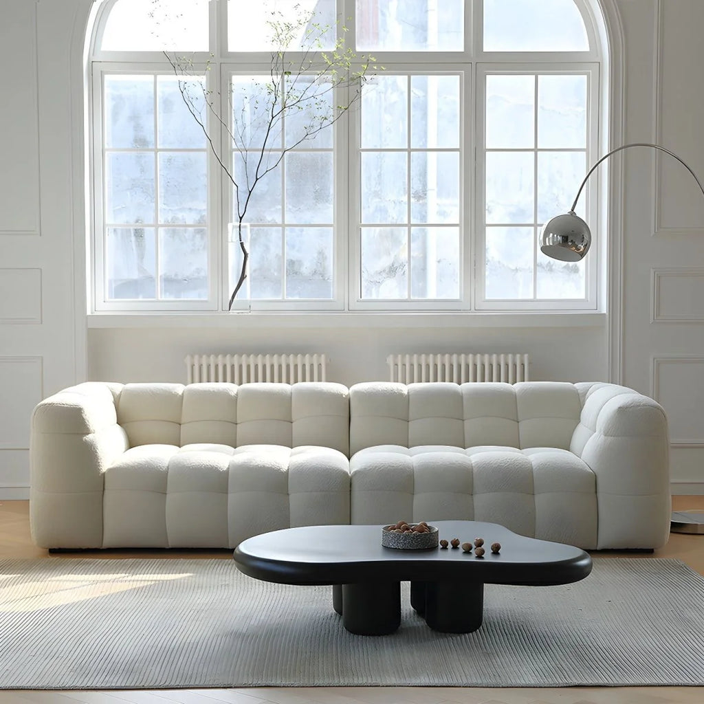 Modern Square Scandinavian Sofa Chaise Wooden Legs Sectional Modular Design for School Park Use Stylish for Tufted Living Room