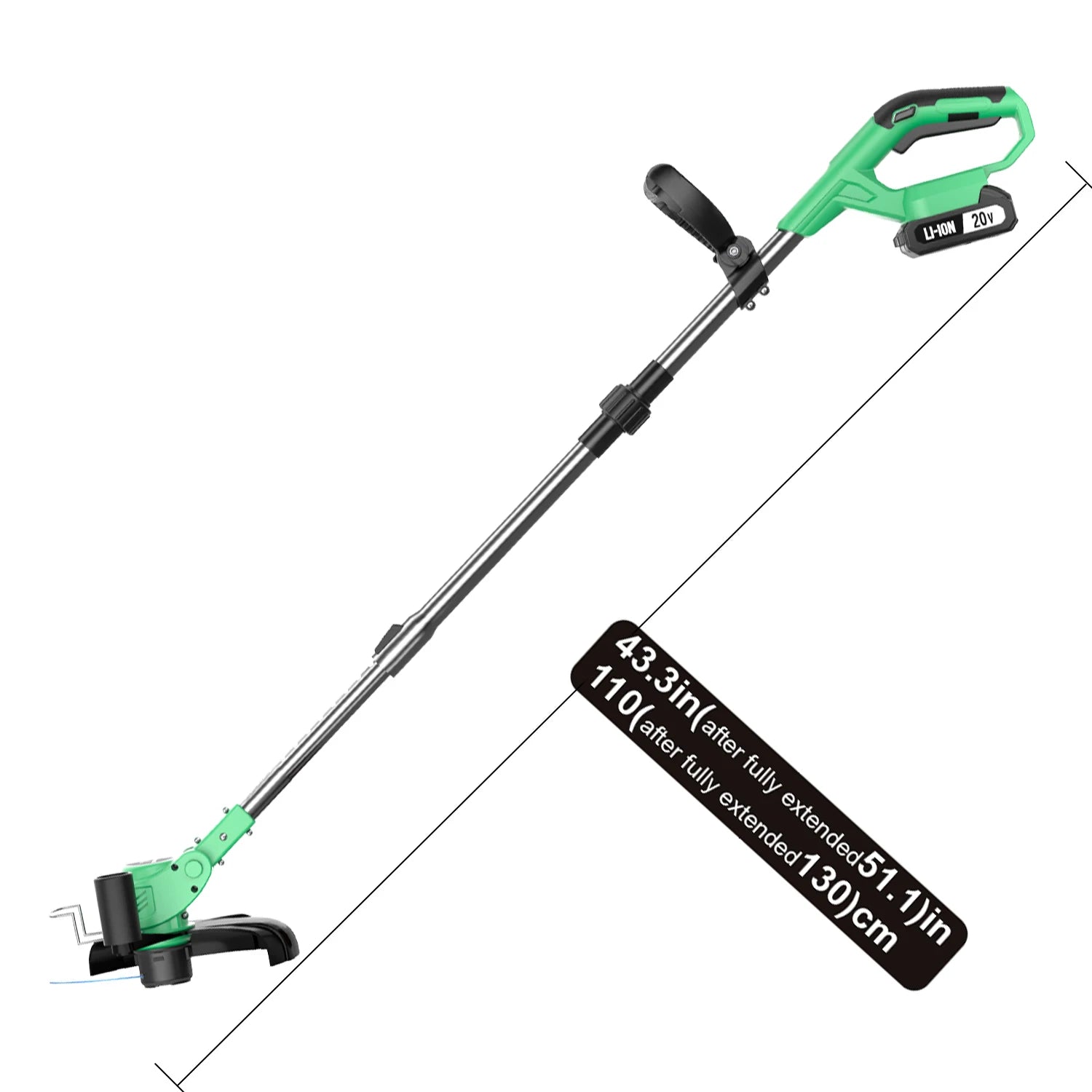 Cordless Lawn Mower 20V with Telescopic Folding Handle DIY Electric Grass Trimmer Battery Operated Garden Cutter