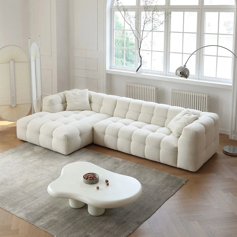 Modern Square Scandinavian Sofa Chaise Wooden Legs Sectional Modular Design for School Park Use Stylish for Tufted Living Room