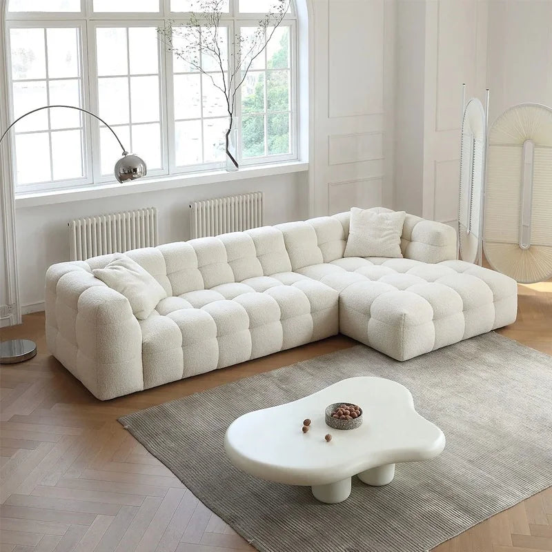 Modern Square Scandinavian Sofa Chaise Wooden Legs Sectional Modular Design for School Park Use Stylish for Tufted Living Room