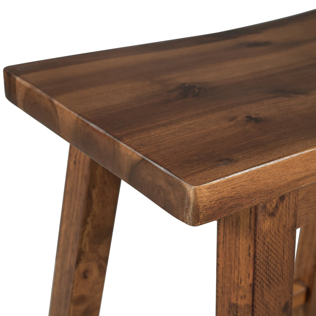 Solid Wood Rustic 3-piece 45" Stationary Kitchen Island Set with 2 Seats, Wood Butcher Block Dining Table Set