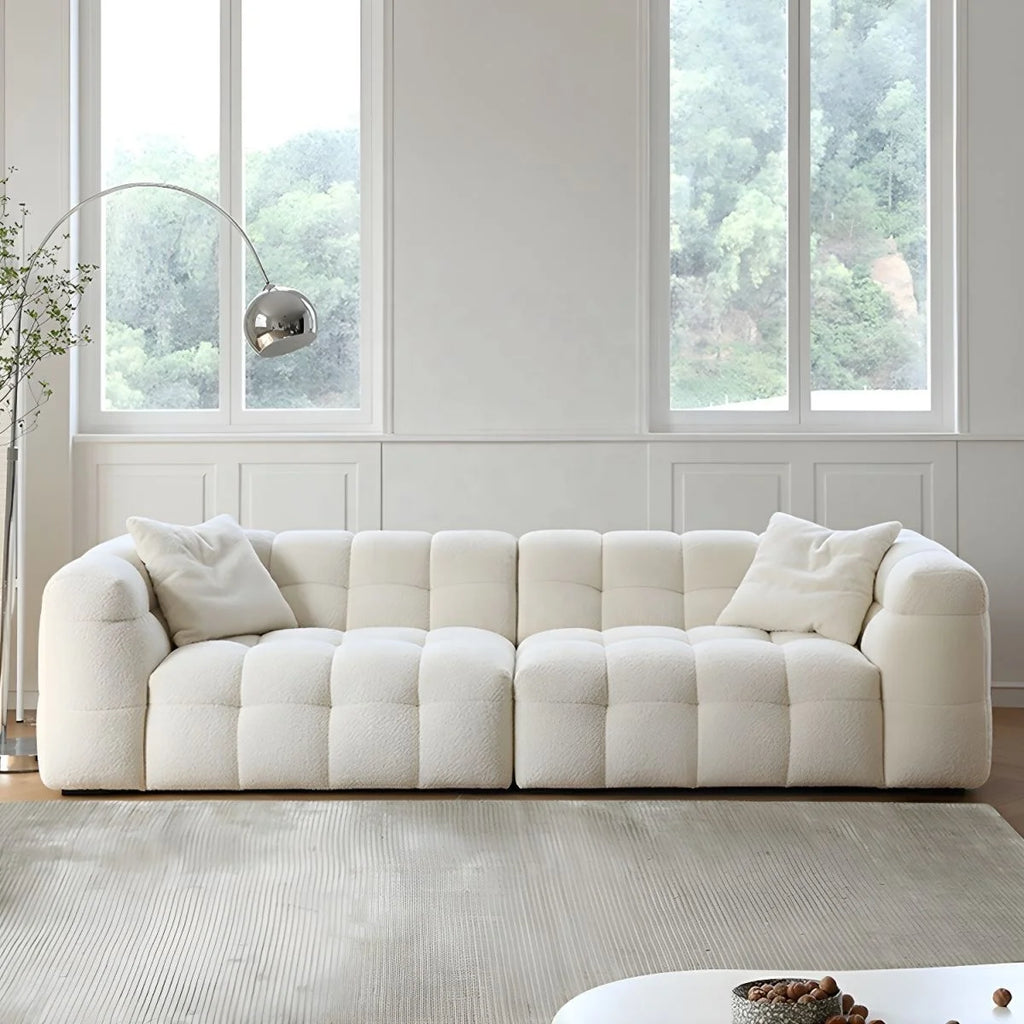 Modern Square Scandinavian Sofa Chaise Wooden Legs Sectional Modular Design for School Park Use Stylish for Tufted Living Room