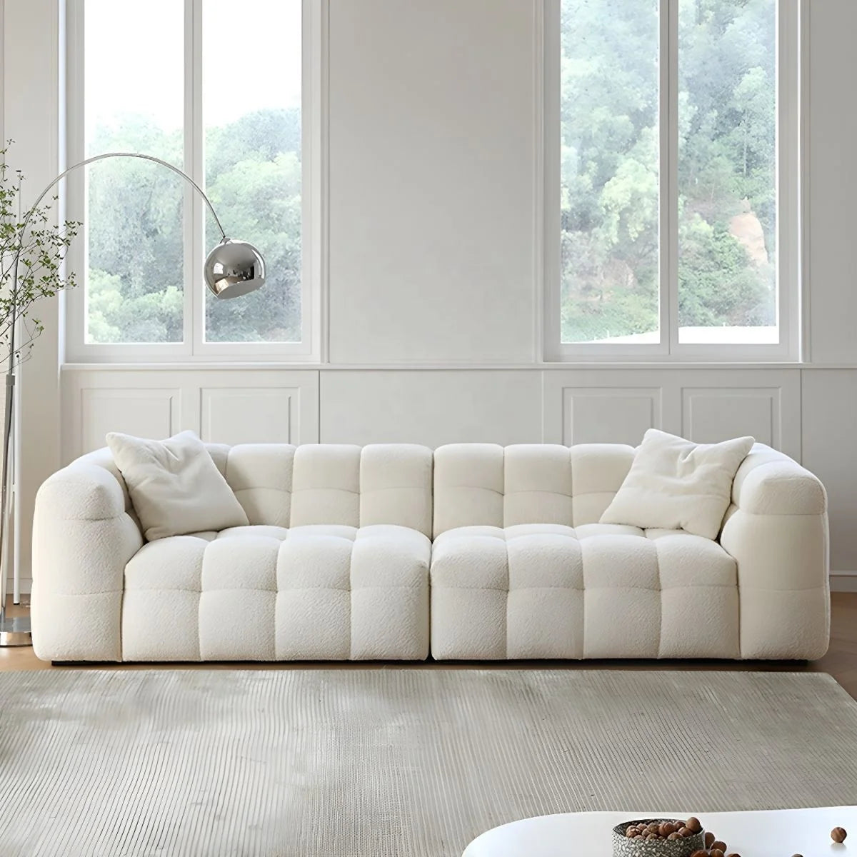Modern Square Scandinavian Sofa Chaise Wooden Legs Sectional Modular Design for School Park Use Stylish for Tufted Living Room