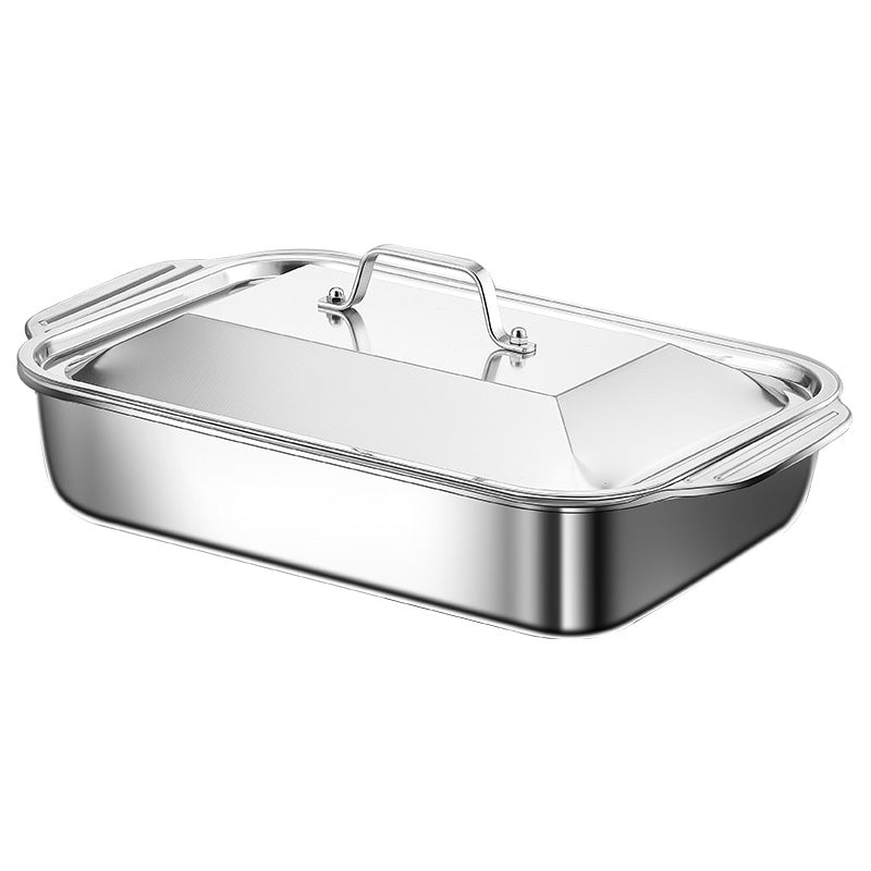 Popular Stainless Steel Grilled Fish Plate, Crayfish Plate, Rectangular Deep Plate, Barbecue Plate, Barbecue Grill, Electric Grill, Grilled Fish Plate