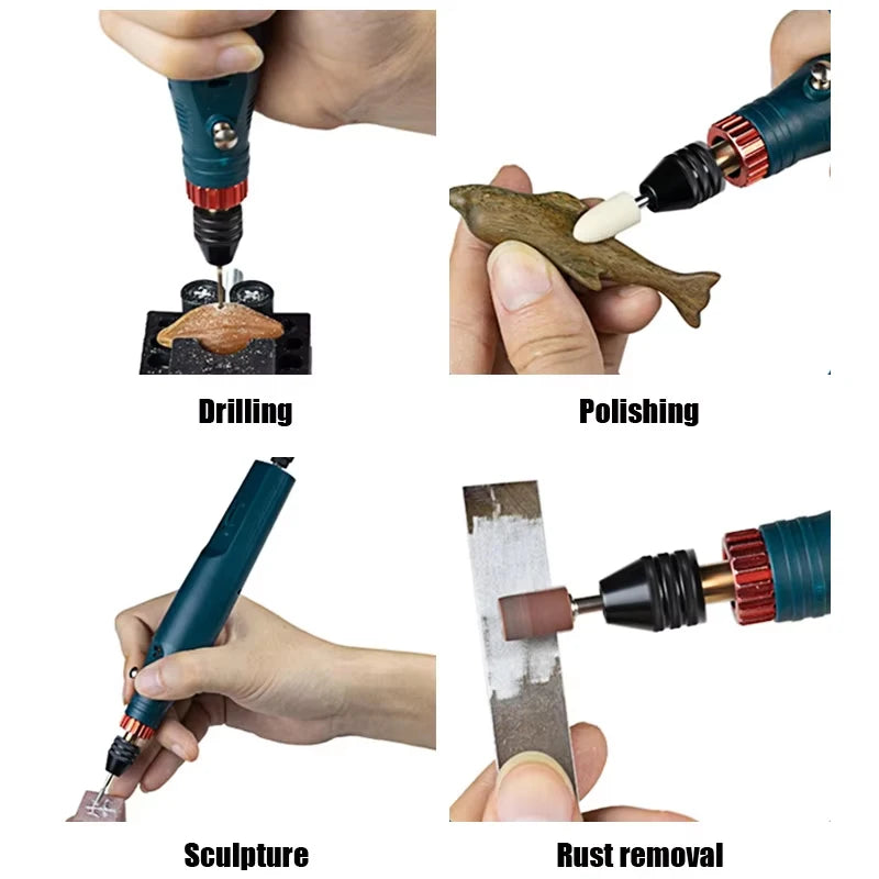 12V 24W Mini Electric Drill Engraver Pen Grinder Grinding Accessories Set Hand-held Drilling Machine Stepless Speed Engraver