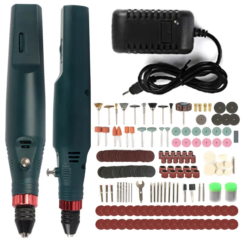12V 24W Mini Electric Drill Engraver Pen Grinder Grinding Accessories Set Hand-held Drilling Machine Stepless Speed Engraver