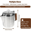 BAAQ 6 Cup Percolator 304 Stainless Steel Coffee Pot Coffee Maker with Handle Stovetop Mocha for Home and Camping 1000ml