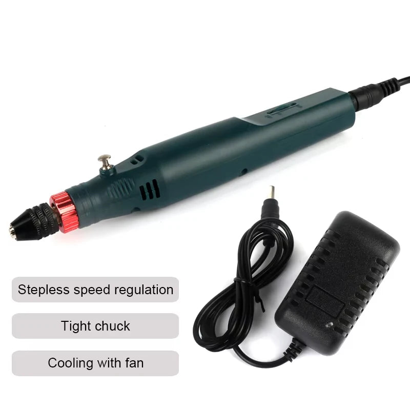 12V 24W Mini Electric Drill Engraver Pen Grinder Grinding Accessories Set Hand-held Drilling Machine Stepless Speed Engraver