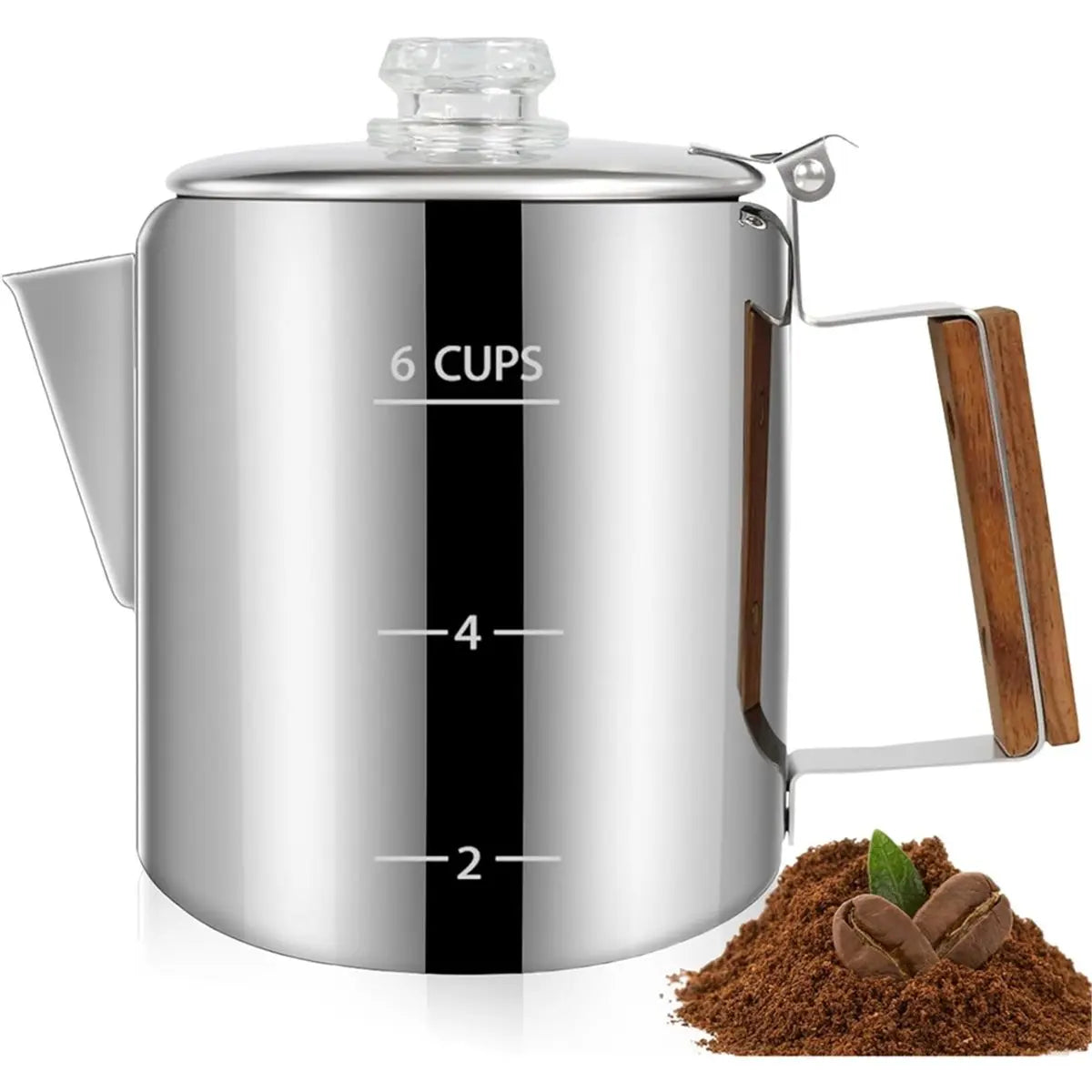 BAAQ 6 Cup Percolator 304 Stainless Steel Coffee Pot Coffee Maker with Handle Stovetop Mocha for Home and Camping 1000ml